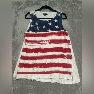 Chaps Patriotic Tank Top Women’s Large American Flag Cotton Modal USA